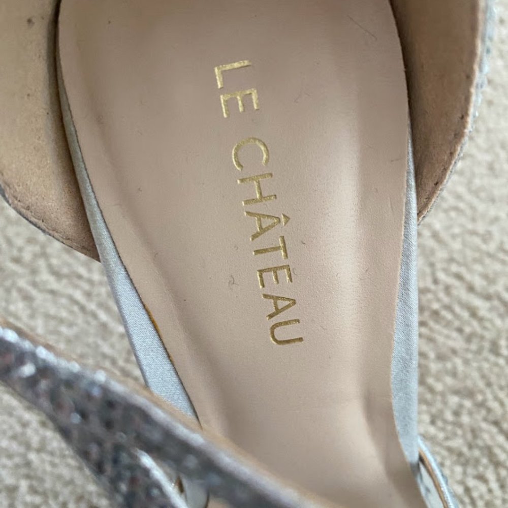 Le Chateau Silver Rhinestone Heels - Picture 6 of 8